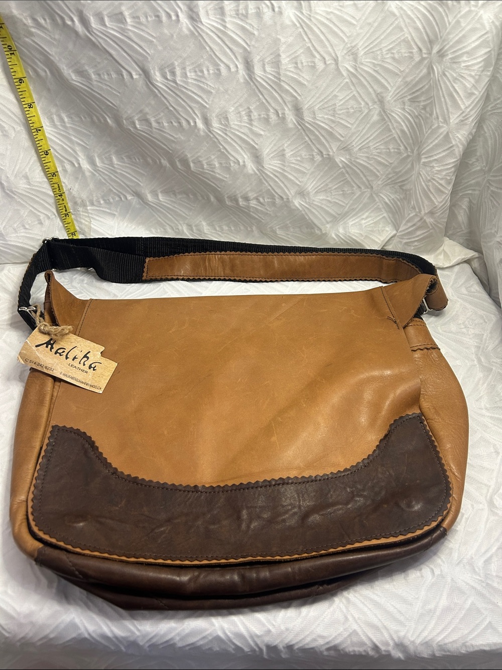 Handmade Leather Messenger Bag Two-Tone Artisan Style